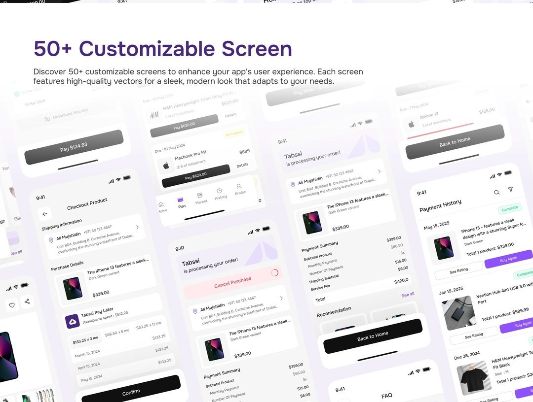 Tabssi 先买后付(BNPL)移动金融应用 UI 套件